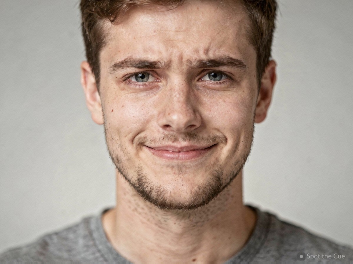 A person with a neutral expression