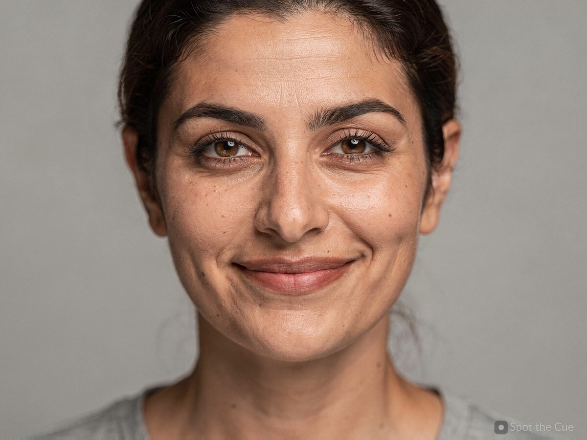 A person’s face with a subtle expression