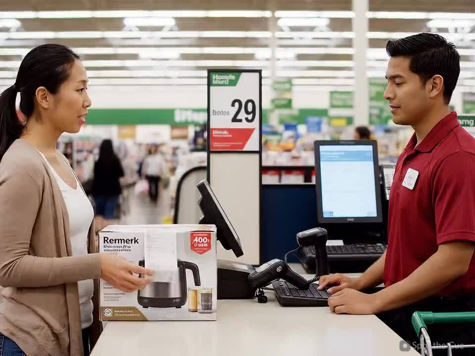 A customer completing a transaction at a store counter.